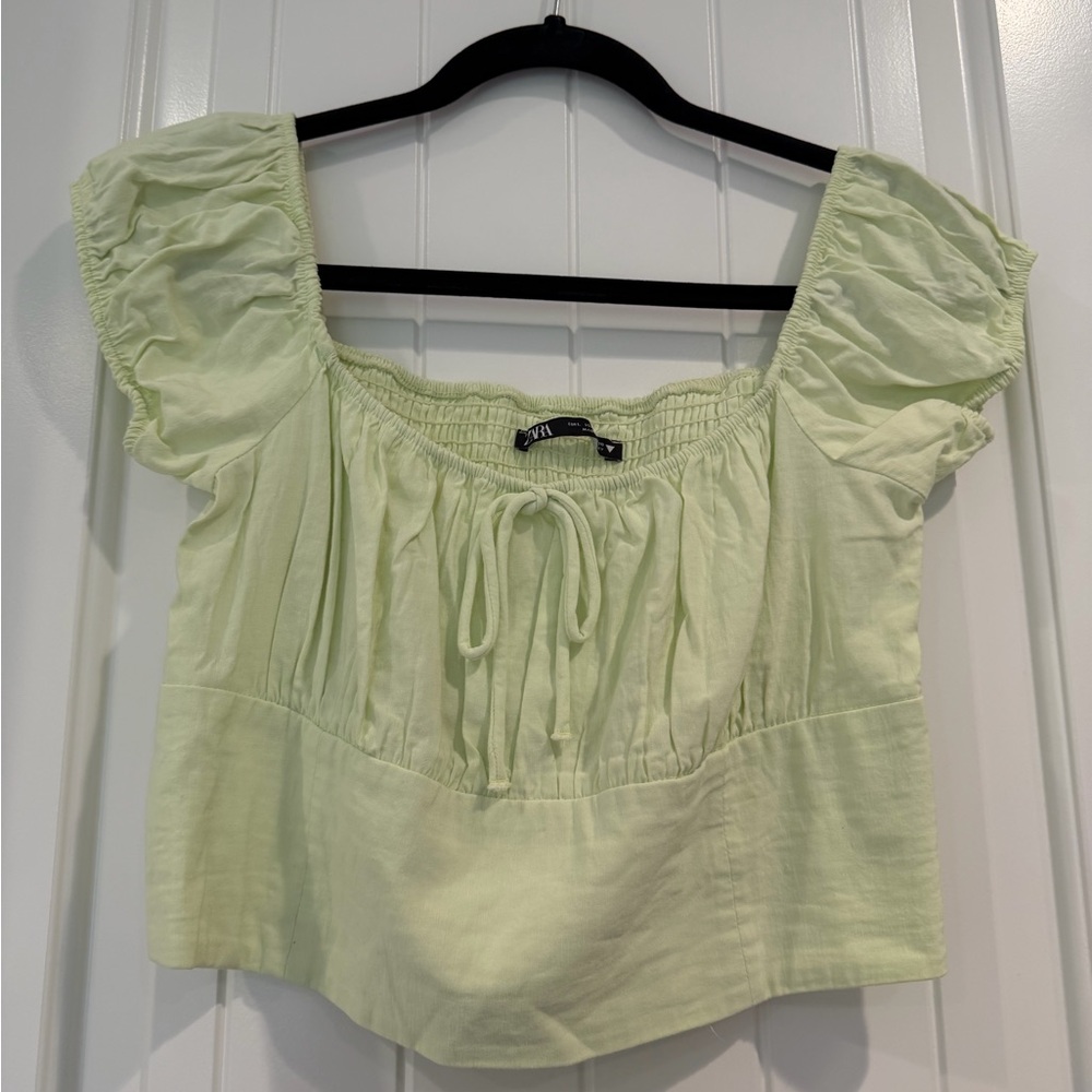 Zara Linen Blend Crop Top - Size Large